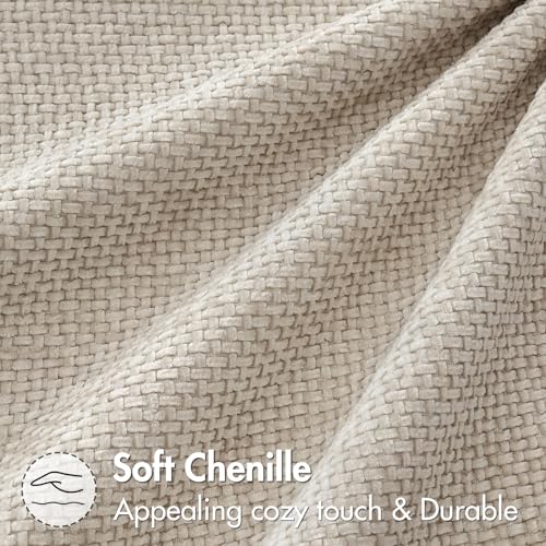 MIULEE Soft Chenille Throw Pillow Covers 18x18 Inch - 2 Pack, Beige