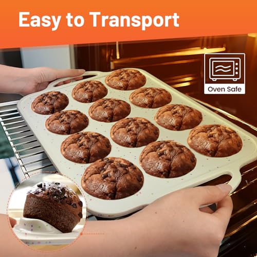 12-Cup Silicone Muffin Pan with Metal Reinforced Frame (Set of 2)