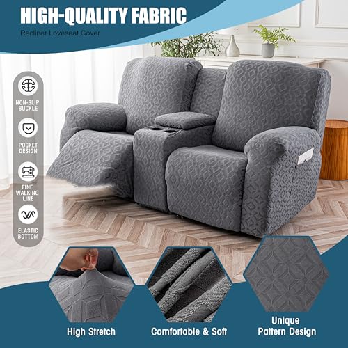 Waterproof Recliner Loveseat Cover with Console - Dark Gray