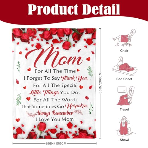 Lavua Gifts for Mom from Daughter or Son - 60x80 Birthday Blanket - To My Mom Gift from Child