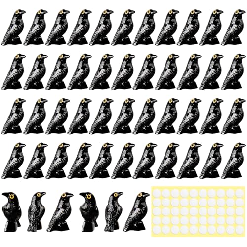 50-Piece Mini Resin Crow Figurines for Halloween & Micro Landscape