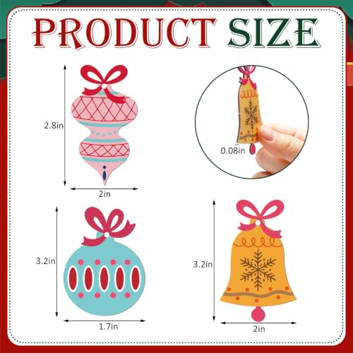 Amyhill Vintage 24 Pcs Wooden Christmas Ornaments with Rope - Retro 12 Styles