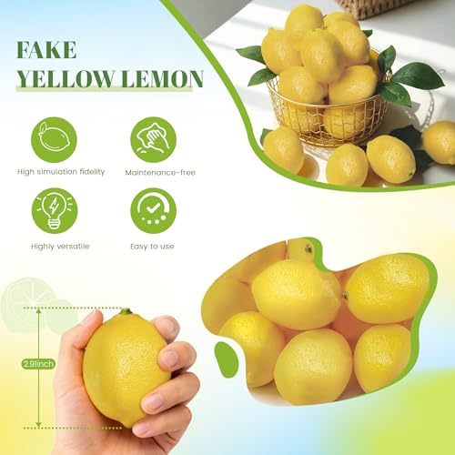 20Pcs Realistic Artificial Lemons for Kitchen Decor - Matte Finish