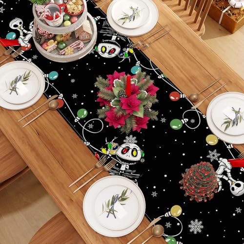 Jiudungs Christmas Table Runner, Xmas Holiday Decorations for Home