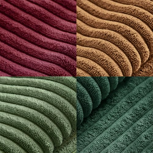 MIULEE 20x20 Inch Christmas Green Patchwork Corduroy Throw Pillow Covers Set of 4