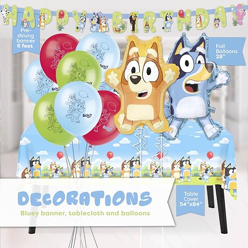 Animated Dog Birthday Party Supplies Kit for 16 Guests with Tableware