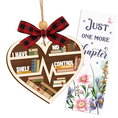 Musemory Book Lover Christmas Ornament - Bookish Heart Decoration - Funny Bookworm Gift - Variation: Book