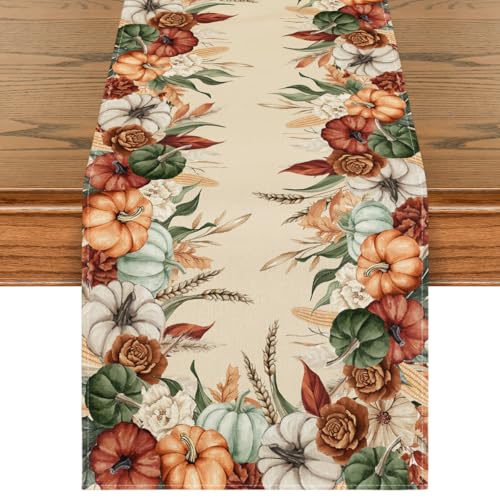 Artoid Mode 13x72 Inch Fall Table Runner Beige Polyester Home Decor