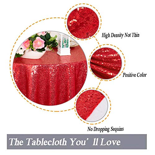 36x36 Inch Red Sequin Tablecloths | 2 Pack Sparkle Square Party Linens for Weddings & Christmas