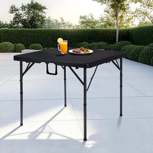 34-Inch Square Folding Card Table, Portable Adjustable Height Table