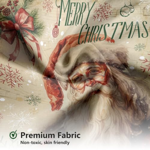 MEHOFOND Vintage Christmas Santa Claus Shower Curtain with Snowflake Design - Waterproof Fabric, 72x72 Inch, Includes 12 Hooks