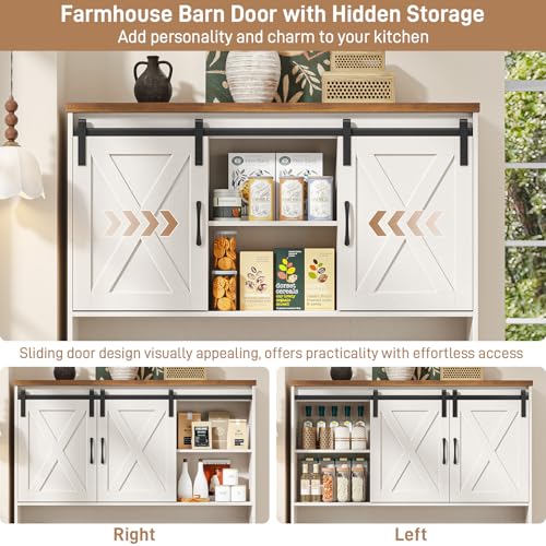 67.7 Inch Farmhouse Pantry Cabinet with Sliding Barn Doors and 2 Drawers