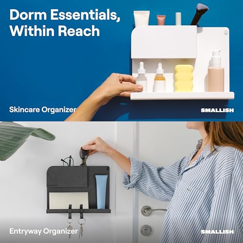 Floating Bedside Wall Organizer & Shelf with Built-In Level - White