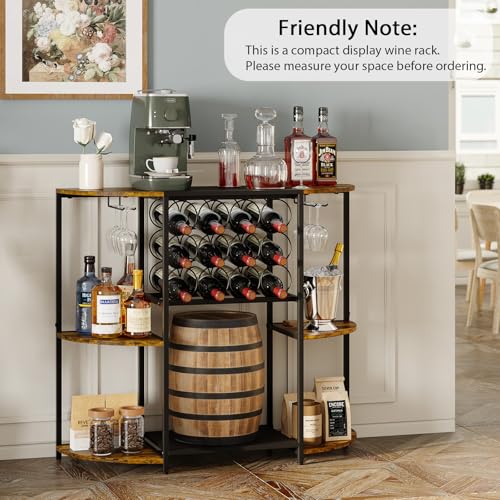 3-Tier Wine Bar Cabinet with Smart LED Lights & Glass Holder - Black
