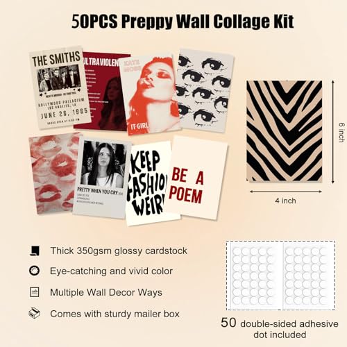 Downtown Girl Wall Collage Kit 50Pcs Y2K Room Decor Aesthetic Vintage Posters