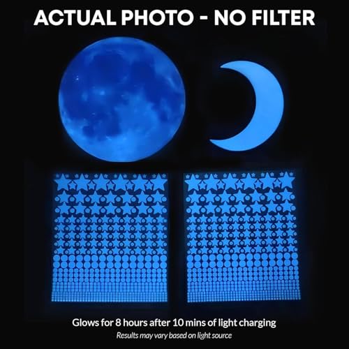 Glow in the Dark Stars for Ceiling - 1050 Pcs Moons & Stars Wall Decals