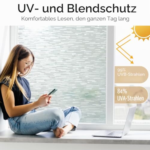 Frosted Window Privacy Film - Non-Adhesive Static Cling, 17.5" x 78.7"