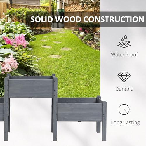3-Tier Ergonomic Raised Garden Bed - Solid Fir Wood Vegetable Planter