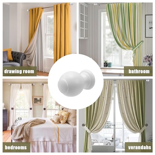 Wooden Curtain Rod Finials, 1-Inch End Caps for 28mm Rods, White, 2-Pack