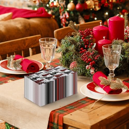 Christmas Guest Napkins 100 Pack - Holiday Paper Towels for Parties & Events