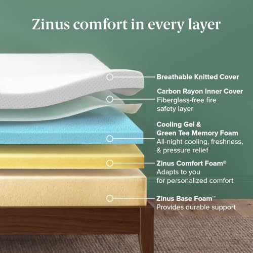 10-Inch Queen Green Tea Cooling Memory Foam Mattress - Medium Feel