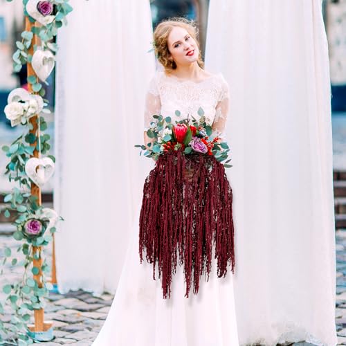 Red Natural Dried Amaranthus Hanging Flowers, 12 Pcs 23-Inch Preserved Stems