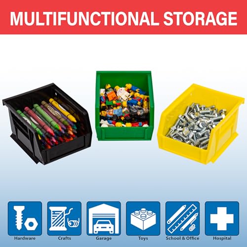 Plastic Stackable Storage Bins 5x4x3 Inch Black 24-Pack for Garage and Pantry