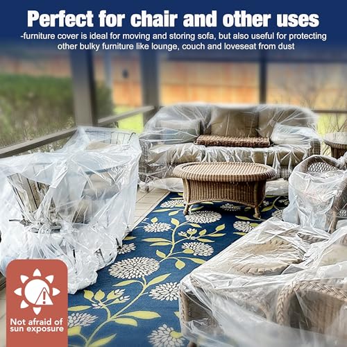 Extra Large Clear Plastic Loveseat Covers 68x62x42 Inch