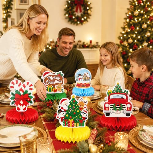 Christmas Honeycomb Centerpieces 12Pcs Set – Actilize Christmas Decor (Variation: THIS listing: Christmas)