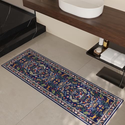 Washable Floral Runner Rug 2'6" x 8' Non-Slip Soft Kitchen Hallway Carpet