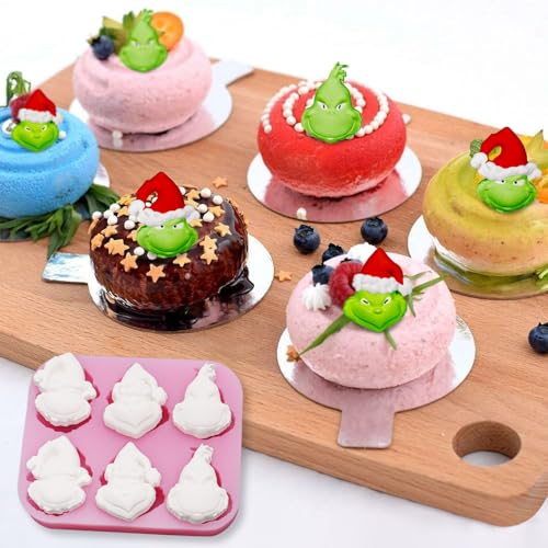 XMAS2 2 Pcs 3D Skull Christmas Chocolate Molds – Pink Silicone Candy & Cake Mold