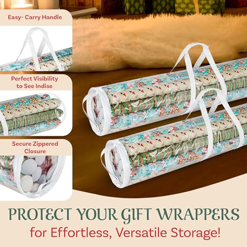 Clear Wrapping Paper Storage Bags Set of 2 Extra-Long Organizers