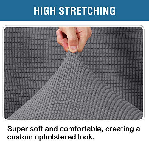 Stretch Jacquard Rectangle Ottoman Slipcover (Fits 29"-34") - Grey