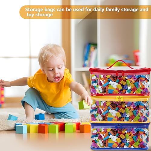 3-Piece Clear PVC Toy Storage Bags with Handles and Zipper, 9.4-inch