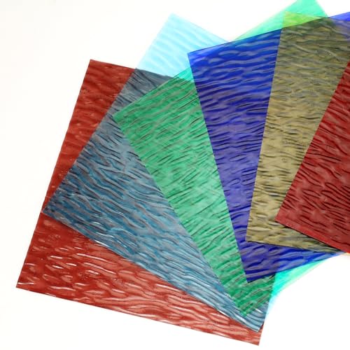 12x12 Inch Stained Glass Panels - 6 Clear Textured Sheets for Crafts