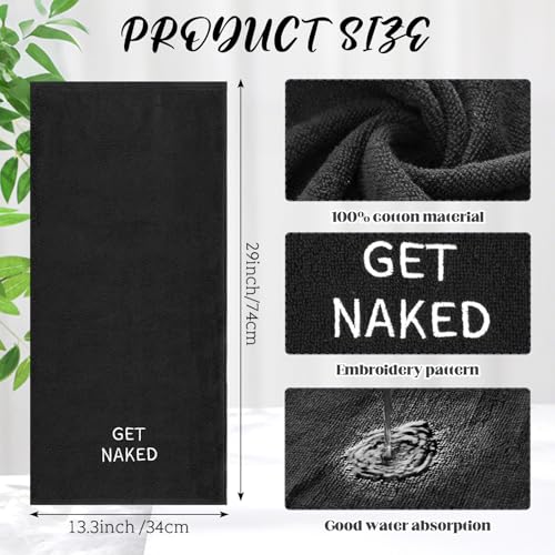 Get Naked Embroidered Hand Towels, 100% Cotton Bathroom Decor, 29 x 13 Inch