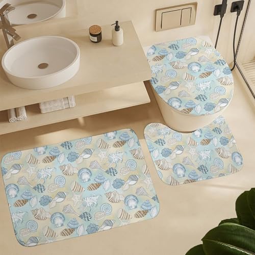Coastal Seashells Pattern Decorative Carpet 15.7x23.6 Inch Non-Slip Rug