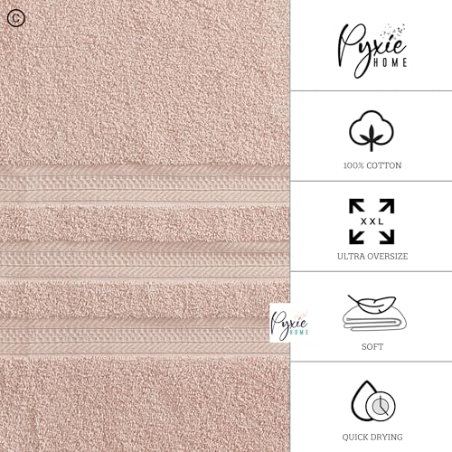 Ultra Large 100% Cotton Bath Sheet - 40x90 Inch Blush Towel