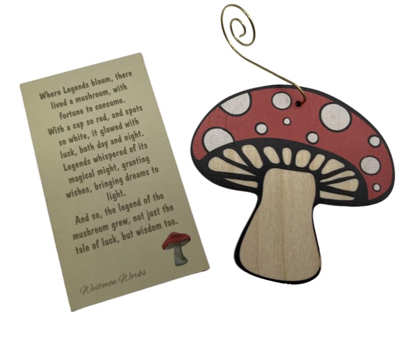 Legend of the Mushroom Ornament Set with Story Card – Wooden Christmas Decoration