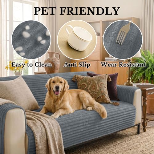 Waterproof Couch Cover for Dogs - Non-Slip Plush Sofa Protector, 36" x 71"