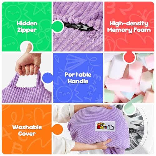 2.5ft Corduroy Bean Bag Chair for Kids - Portable Memory Foam Teardrop Seat