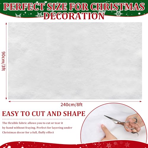 Artificial Snow Blanket Rolls (3-Pack, 3x8 ft) - White Fake Snow Decor