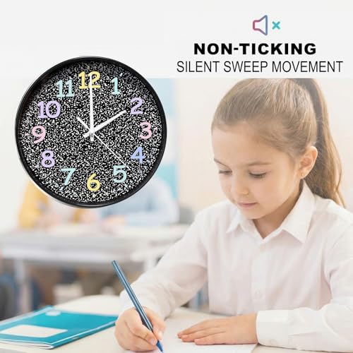 Huquary 10-Inch Silent Wall Clock for Classroom & Home Decor, Educational Notebook Design