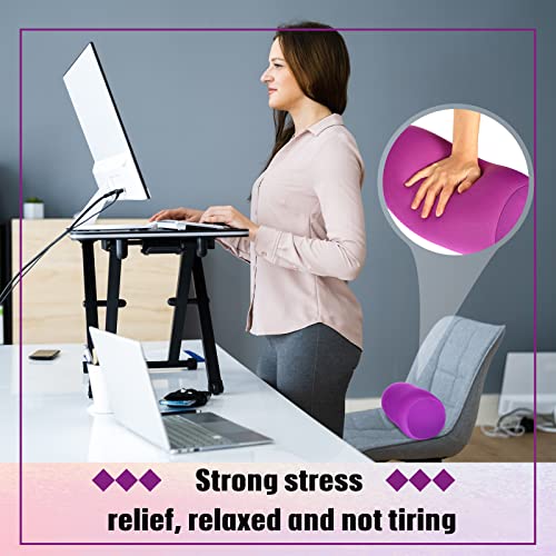 Microbead Neck Roll Pillow Set - 11.8 x 6.3 Inch Soft Support Pillows (Violet, Black)