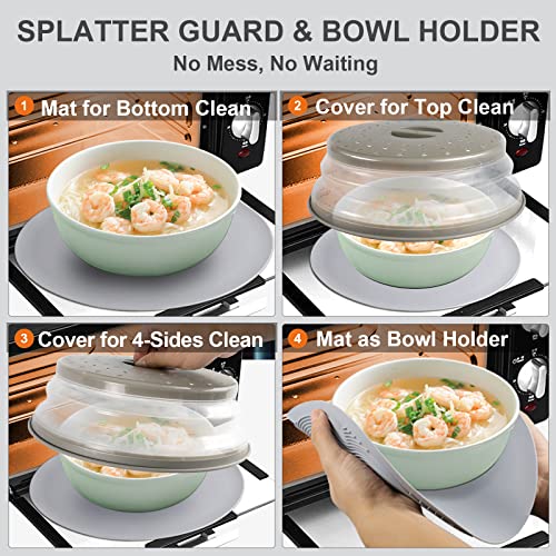 Collapsible Microwave Splatter Cover & Silicone Trivet Mat - Grey