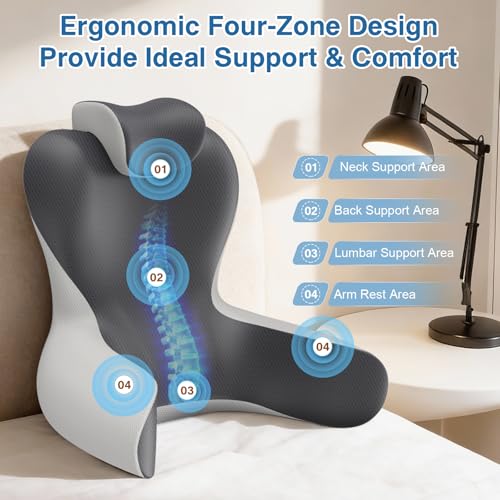22" Ergonomic Reading Pillow for Bed - Back Support & Armrests