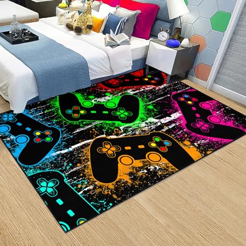 Gaming Area Rug for Bedroom, 2'x3' Soft Polyester Floor Carpet for Gamers
