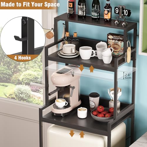 Espelism 3-Tier Mini Fridge Stand & Microwave Rack - Adjustable Kitchen Shelving