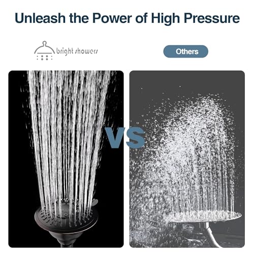 High Pressure 4.7-Inch Fixed Rain Shower Head, 5 Spray Settings, Bronze