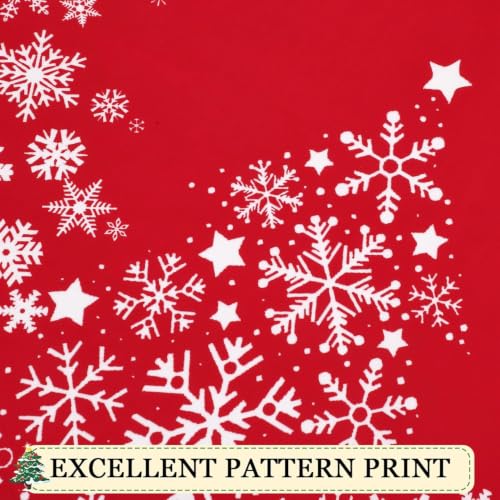 Garvee 52"W x 63"L Red Christmas Curtains with Snowflake & Tree Design (Pack of 2)